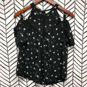 Sienna Sky Floral Halter Cold Shoulder Blouse